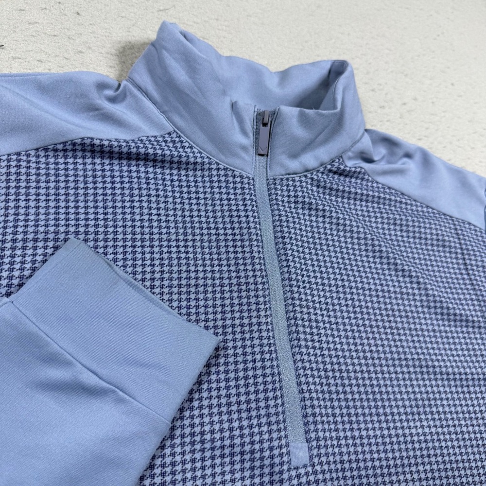 Callaway Weather Series Mens Blue Houndstooth Quarter Zip Golf Pullover M